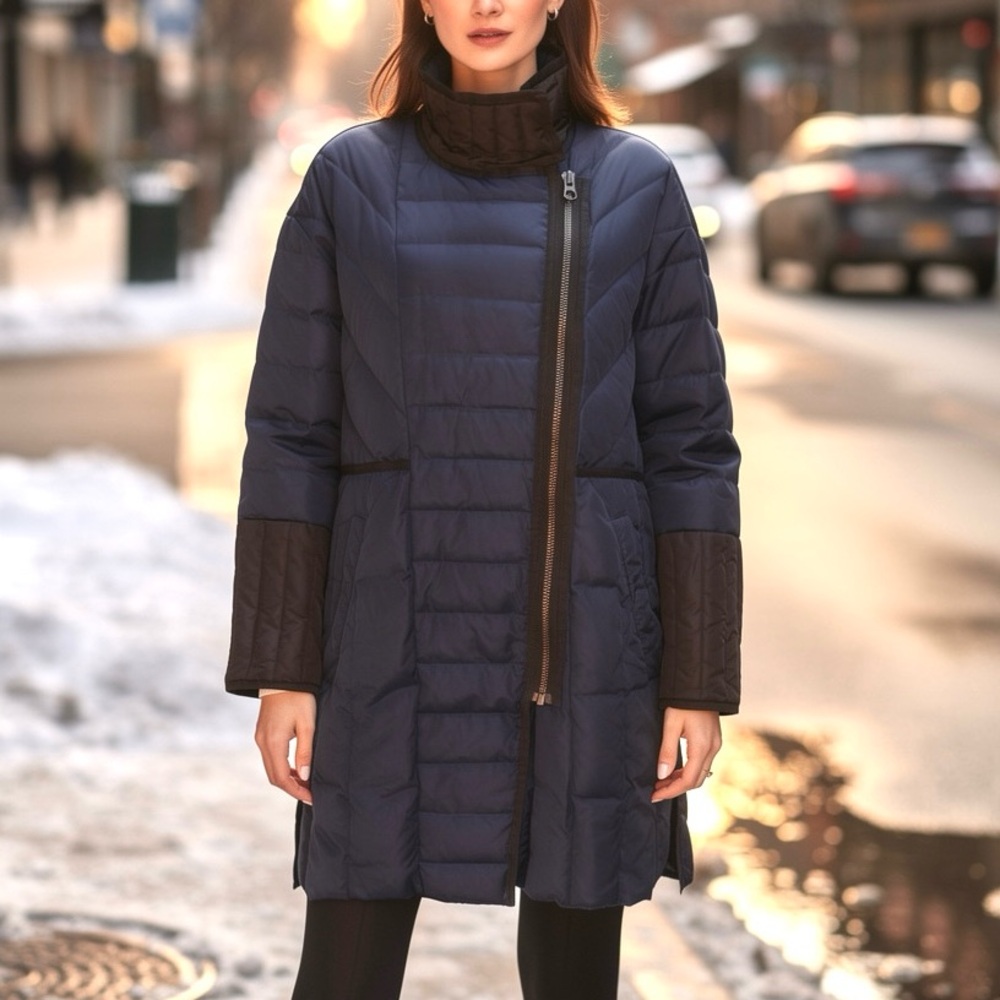 Madewell Women’s Navy & Black Down Puffer Coat S